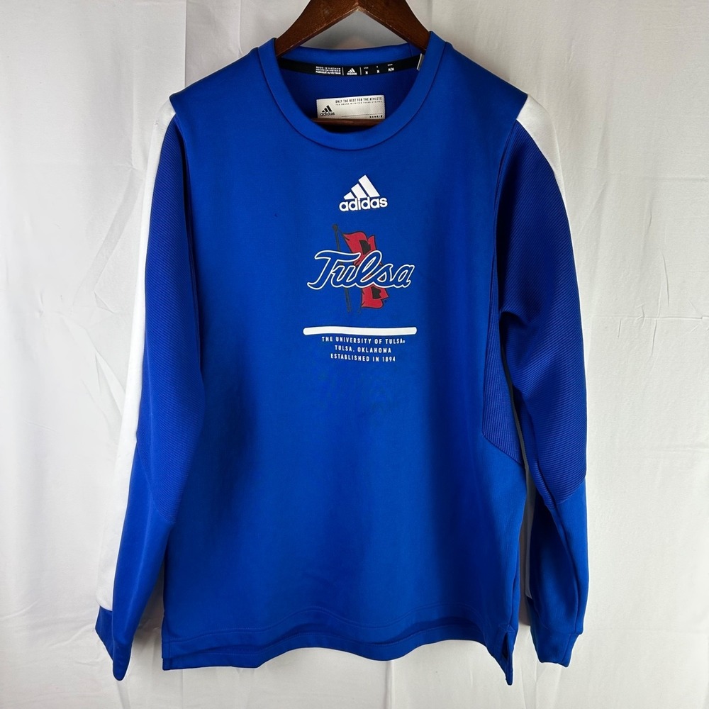 Tulsa Golden Hurricanes TU Adidas Long Sleeve Pullover Sweater Men's Medium Blue